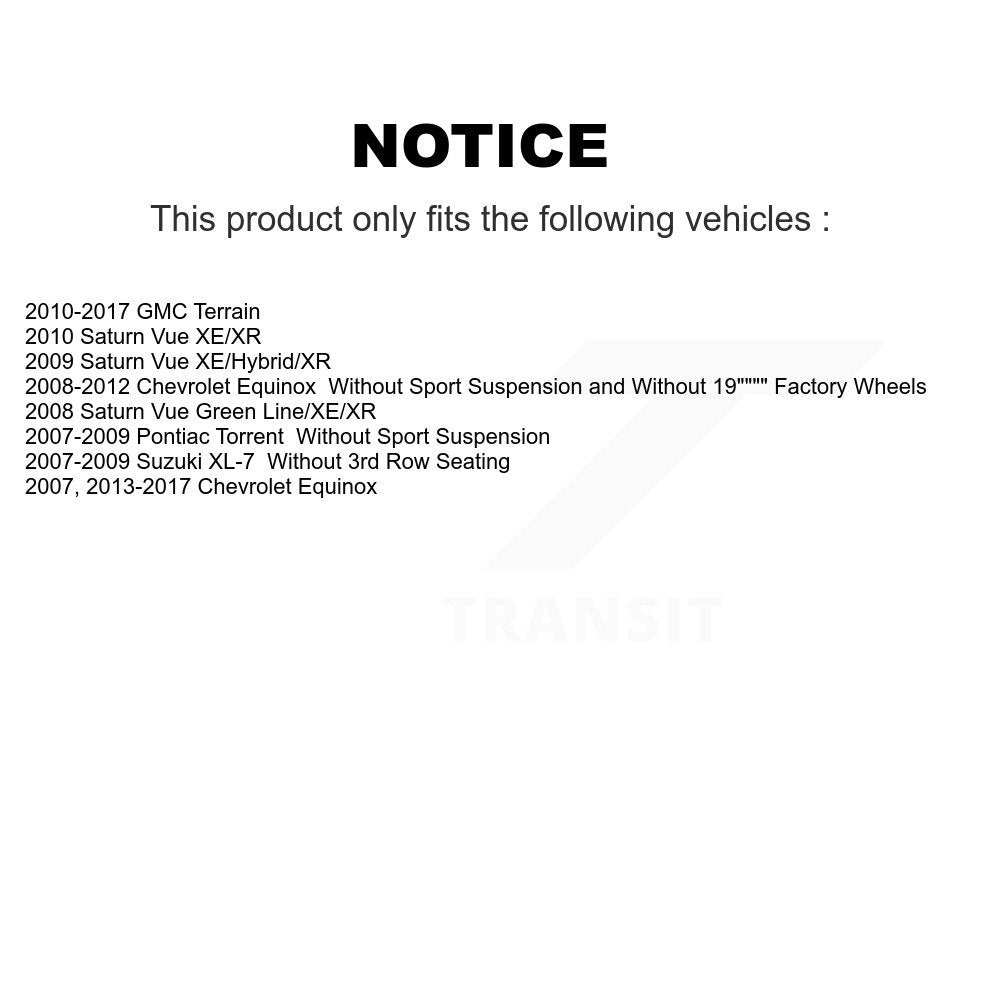 Kit d'amortisseur de jambe de force de Suspension avant et arrière, pour Chevrolet Equinox GMC Terrai
