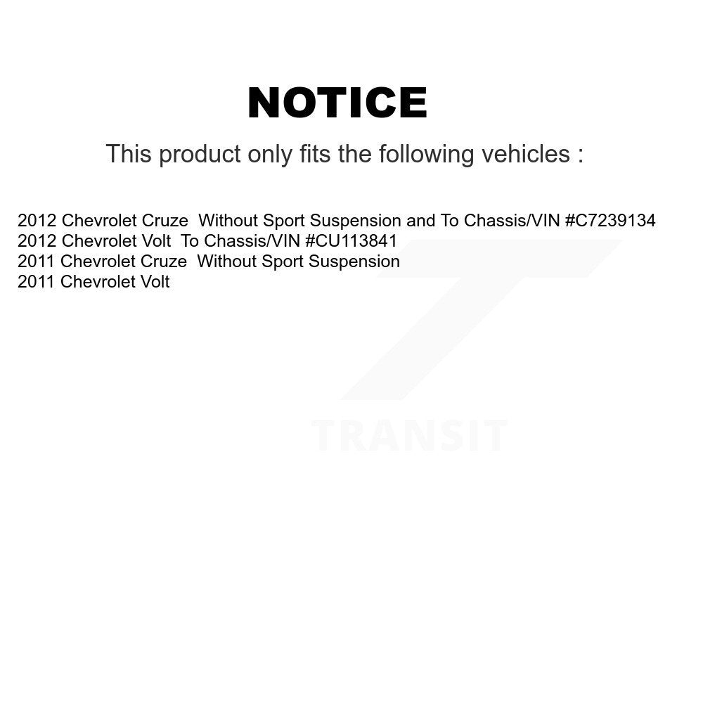 Kit de jambes de suspension et d'amortisseurs avant et arrière, pour Chevrolet Cruze Volt