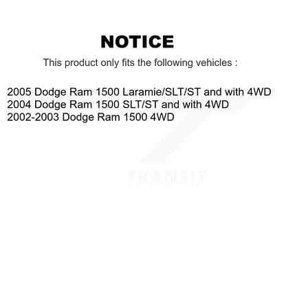 Kit d'amortisseurs de Suspension avant et arrière pour Dodge Ram 1500 K78-101026
