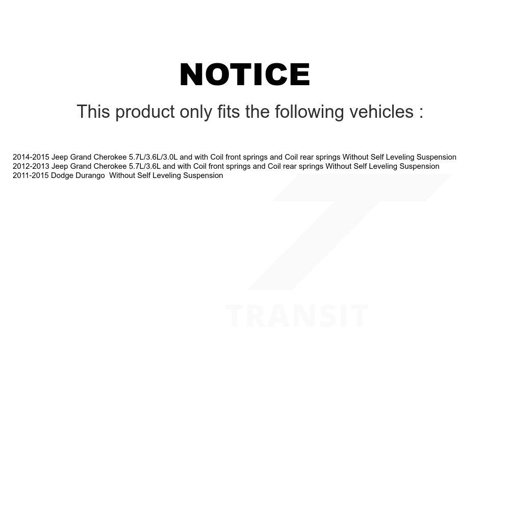Kit de jambes de suspension avant et arrière, pour Jeep Grand Cherokee Dodge Durango