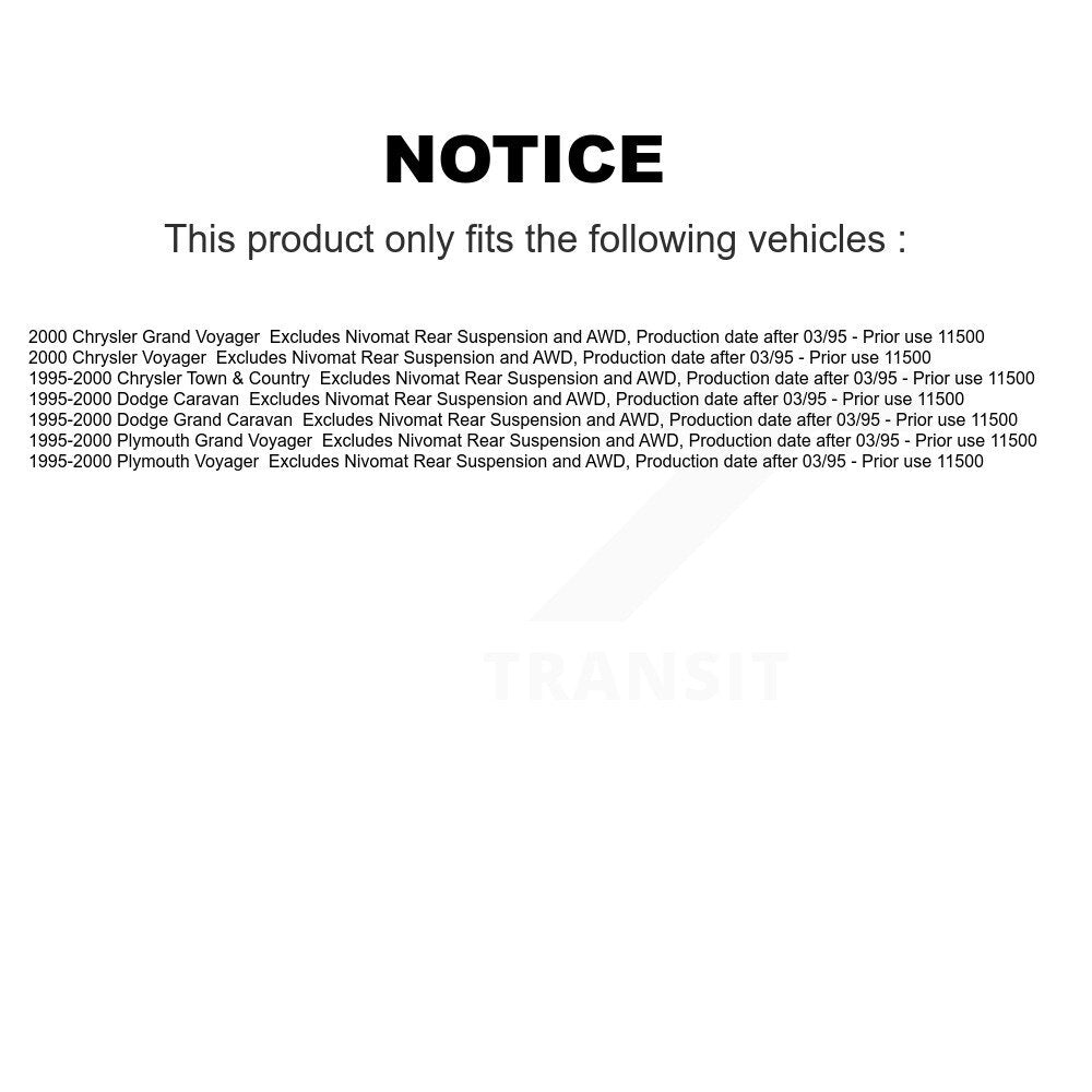 Kit de ressorts de jambe de force avant, pour Dodge caravane Grand Plymouth Voyager Chrysler Town &