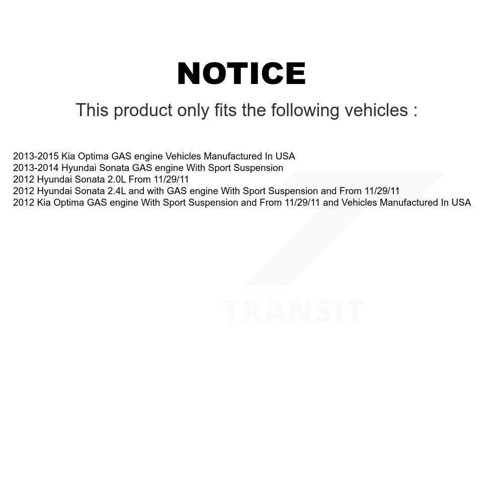 Kit complet de montage de ressorts hélicoïdaux, amortisseurs avant, pour Hyundai Sonata Kia Optima