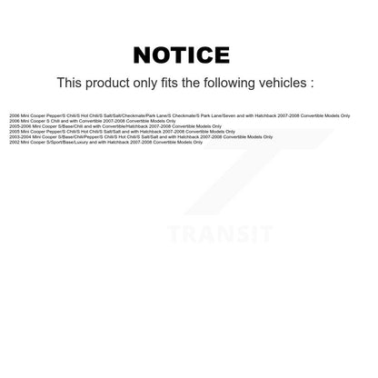 Kit de jambe de force et de ressorts avant et arrière, pour modèles cabriolets Mini Cooper 2007 – 2008 uniquement