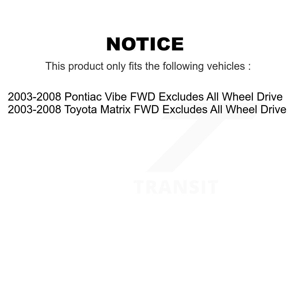 Kit de jambe de force avant et arrière et ressorts hélicoïdaux, pour Toyota Matrix Pontiac Vibe FWD 2003 – 2008