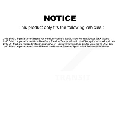 Kit complet de jambe de force et de ressorts hélicoïdaux avant pour Subaru Impreza, exclut les modèles WRX