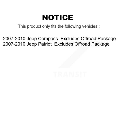 Kit de jambe de force et de ressorts avant et arrière pour Jeep Patriot Compass, exclut l'ensemble tout-terrain