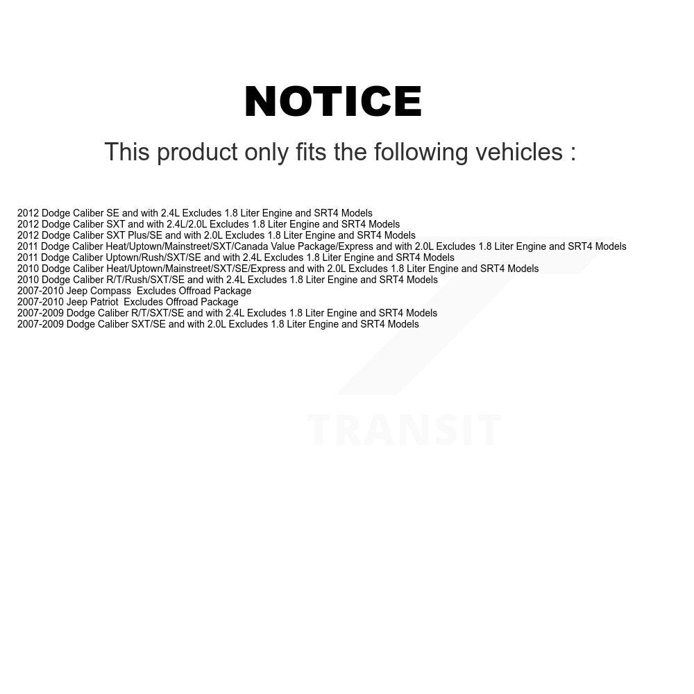 Kit complet de ressorts hélicoïdaux avant et arrière, pour Jeep Dodge Caliber Patriot Compas