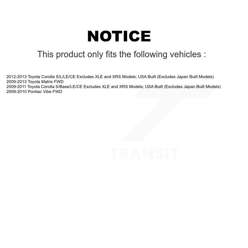 Kit complet de ressorts hélicoïdaux de jambe de force avant et arrière, pour Toyota Corolla Matrix Pontiac Vib