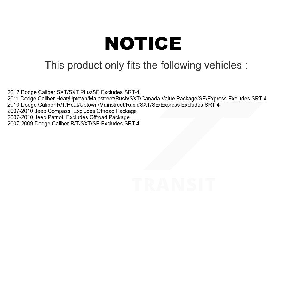 Kit complet de ressorts hélicoïdaux avant et arrière, pour Jeep Dodge Caliber Patriot Compas