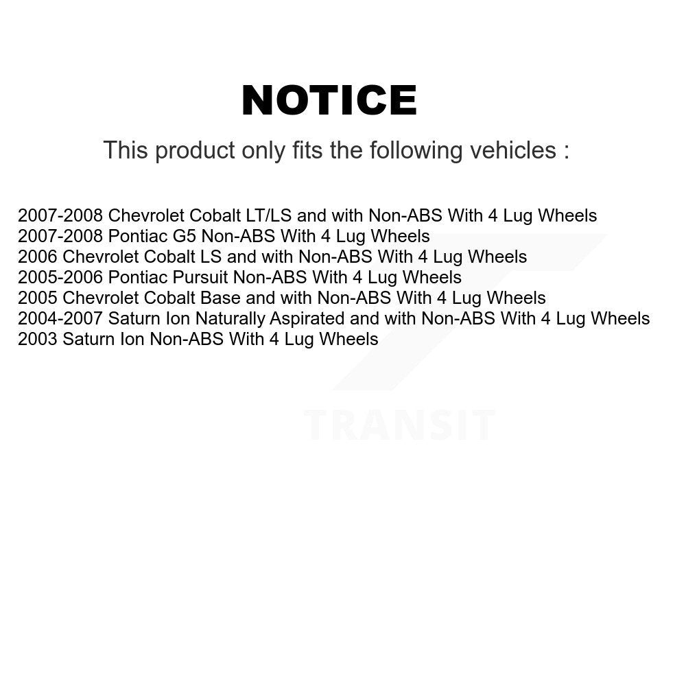 Kit de roulement de moyeu de matériel de chaussure de tambour de frein enduit arrière pour Chevrolet Cobalt Satur