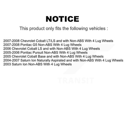 Kit de roulement de moyeu de matériel de chaussure de tambour de frein enduit arrière pour Chevrolet Cobalt Satur