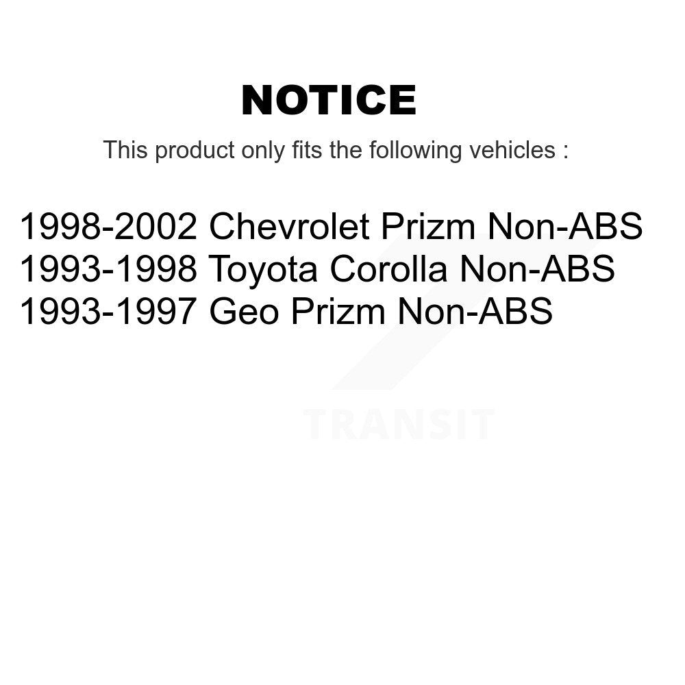 Matériel de chaussure de tambour de frein à revêtement arrière et Kit de roulement de moyeu pour Toyota Corolla Prizm