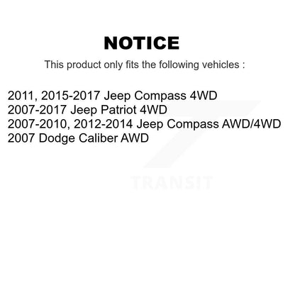 Kit de roulement de tambour et de moyeu de freins arrière à revêtement pour Jeep Patriot Compass Dodge Calibe