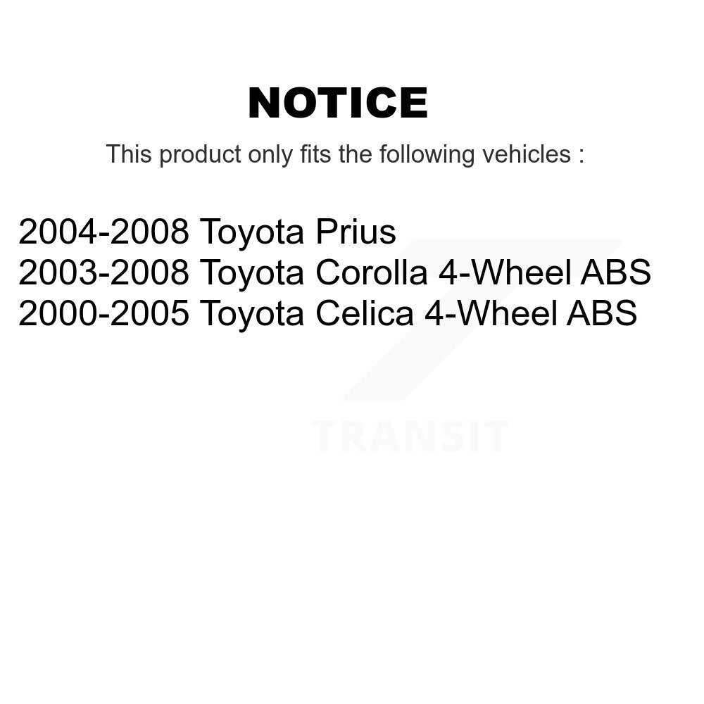 Kit de roulement de tambour et de moyeu de freins à revêtement arrière, pour Toyota Corolla Prius Celica
