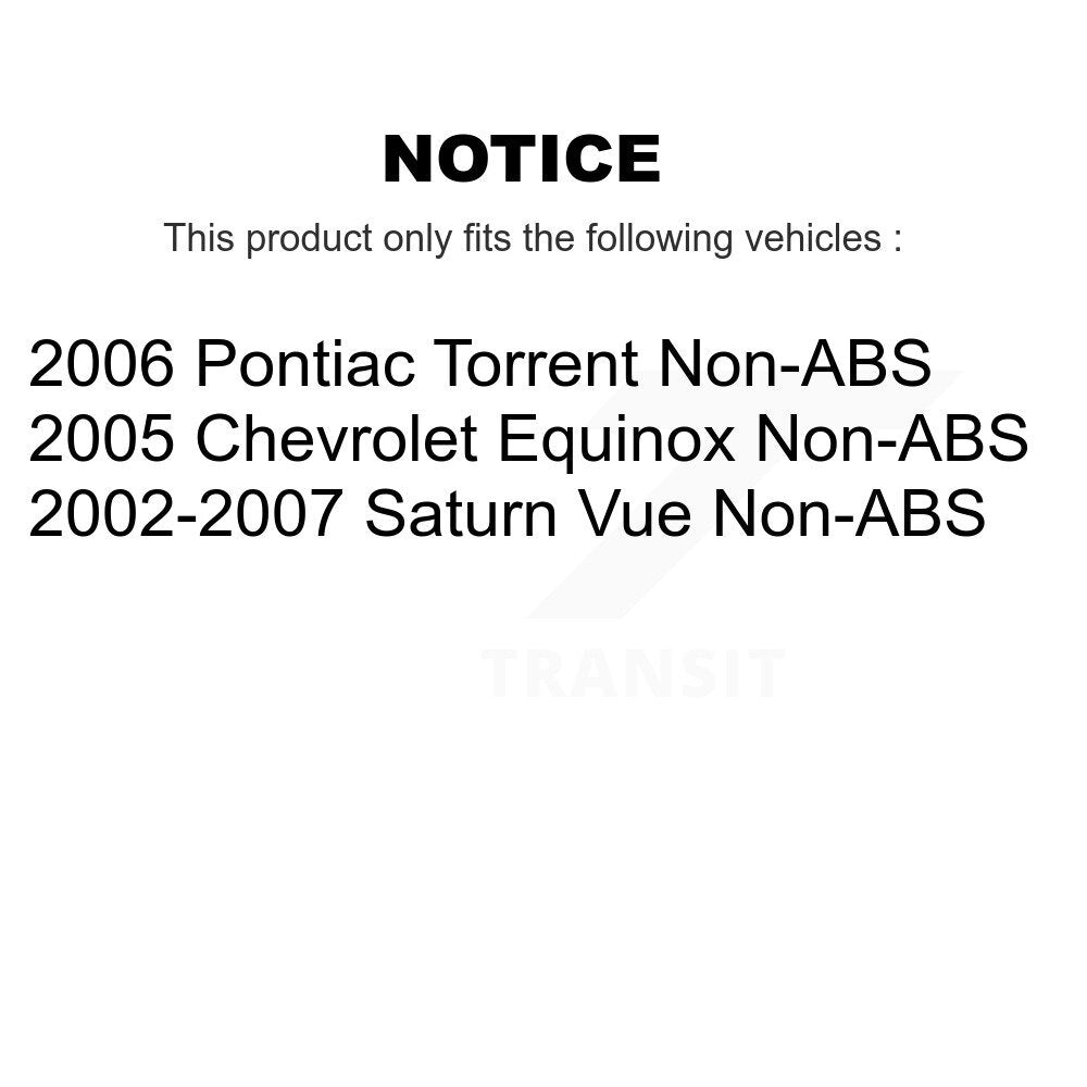 Matériel de chaussure de tambour de frein arrière et Kit de roulement de moyeu pour Saturn Vue Pontiac Torren