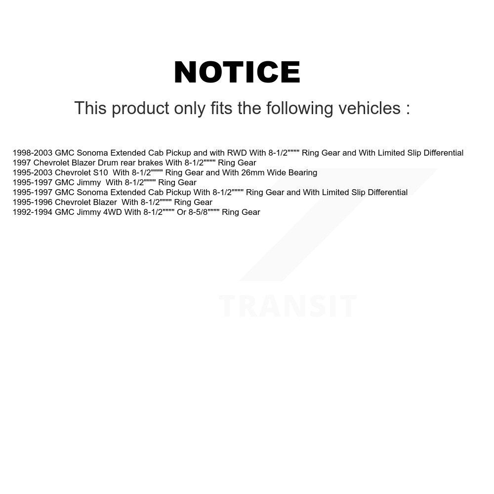 Kit de frein à tambour arrière et roulement de roue pour Chevrolet S10 GMC Sonoma Blazer Jimmy