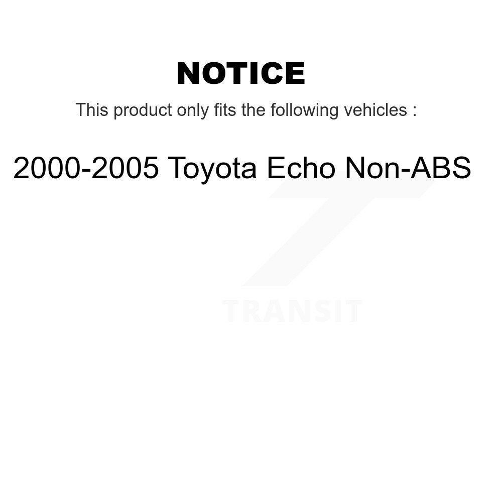 Kit d'assemblage de frein à tambour arrière et de roulement de moyeu pour Toyota Echo 2000 – 2005, sans ABS