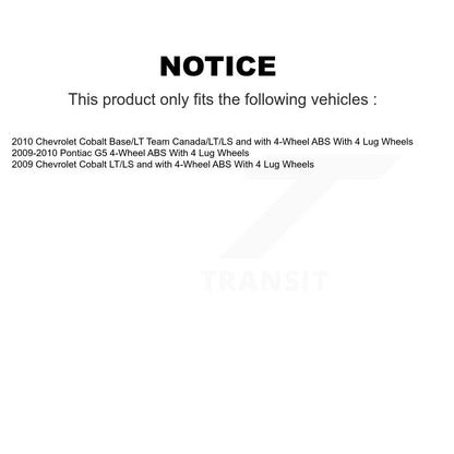 Kit d'assemblage de frein à tambour arrière et de roulement de moyeu pour Chevrolet Cobalt Pontiac G5