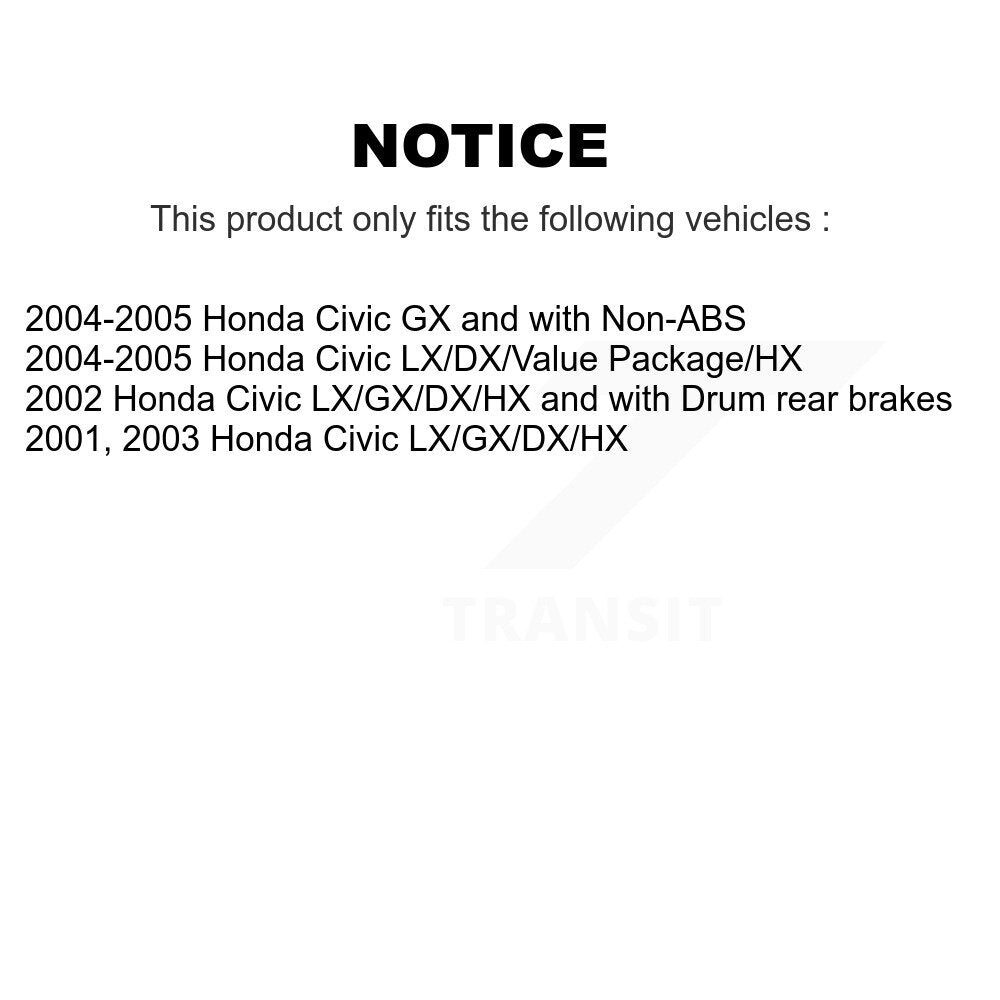 Kit d'assemblage de frein à tambour arrière et de roulement de moyeu de roue pour Honda Civic K7D-100407
