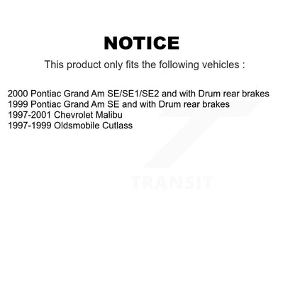 Kit de roulement de moyeu de frein à tambour arrière, pour Chevrolet Malibu Pontiac Grand Am Oldsmobil