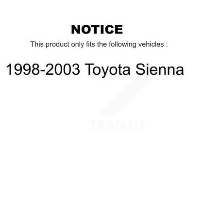 Kit d'assemblage de frein à tambour arrière et de roulement de moyeu de roue pour Toyota Sienna 1998-2003