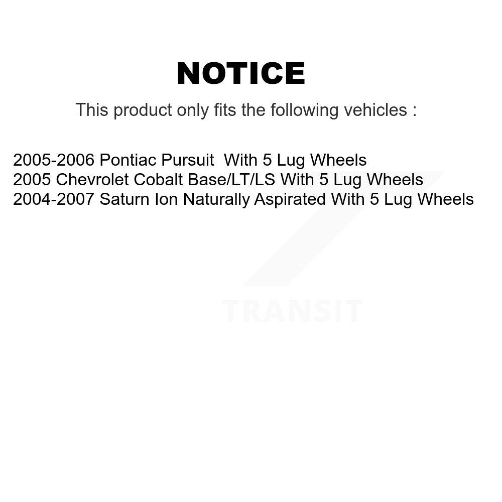 Kit de roulement de moyeu de frein à tambour arrière, pour Saturn Ion Pontiac Pursuit Chevrolet Cobalt