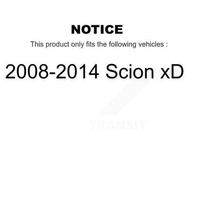 Kit d'assemblage de matériel de tambour de frein arrière et de roulement de moyeu pour Scion xD 2008 – 2014