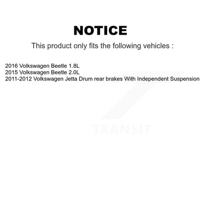 Kit de matériel de tambour de frein arrière et de roulement de moyeu de roue, pour Volkswagen Jetta Beetle