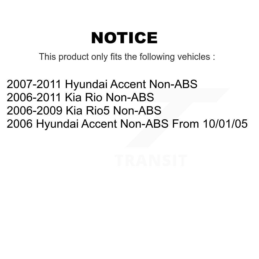 Kit de roulement de moyeu de matériel de tambour de frein arrière, pour Hyundai Accent Kia Rio Rio5 non AB