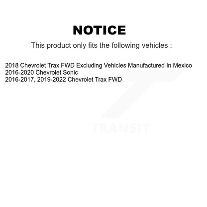 Chaussures de tambour de frein arrière et Kit d'assemblage de roulement de moyeu pour Chevrolet Trax Sonic