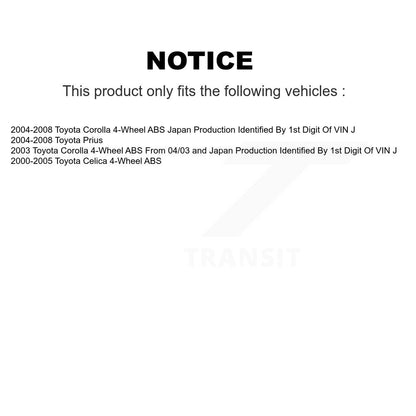 Chaussures de tambour de frein arrière et Kit de roulement de moyeu de roue pour Toyota Corolla Prius Celica