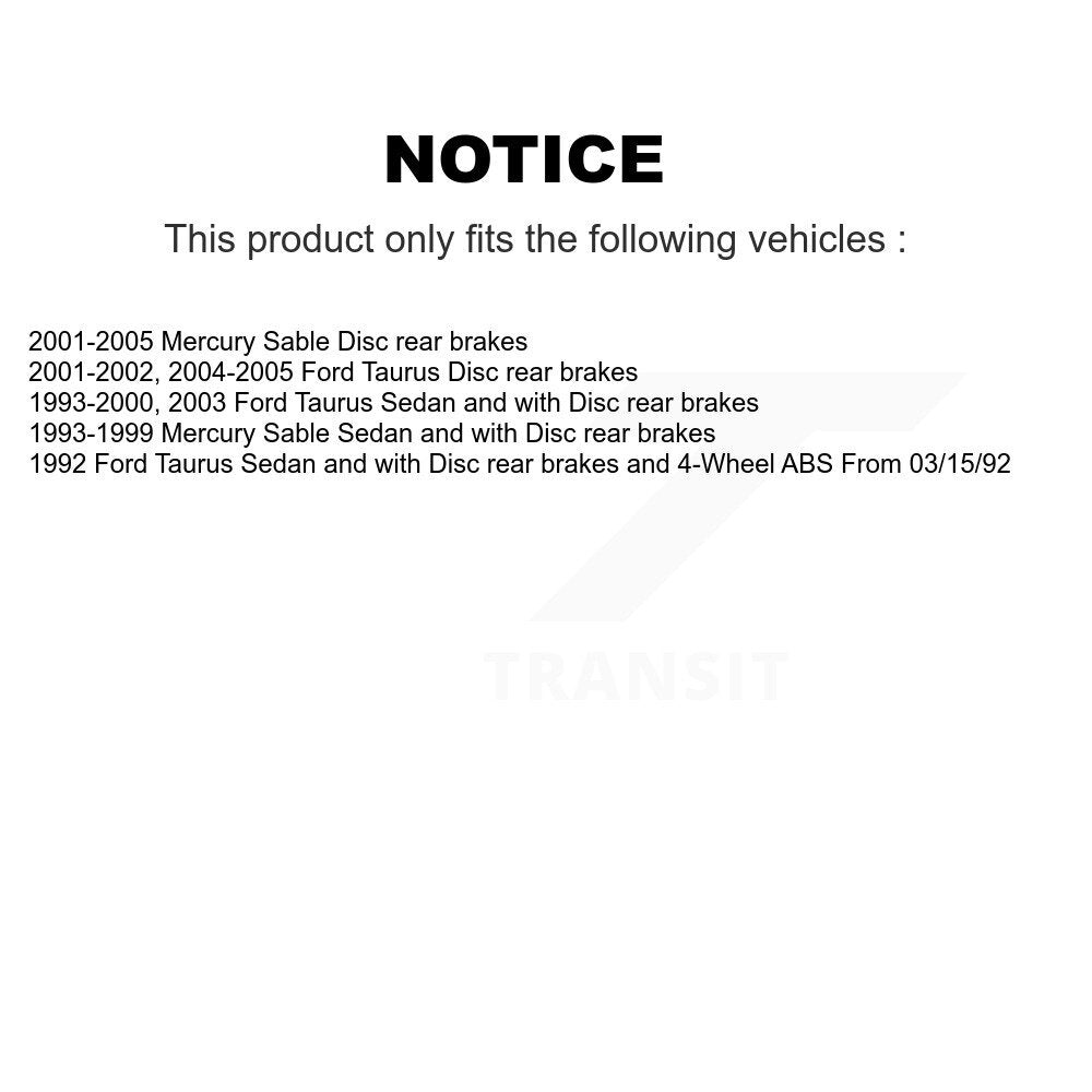 Kit d'assemblage de chaussures de tambour de frein arrière et de roulement de moyeu, pour Ford Taurus Mercury Sabl