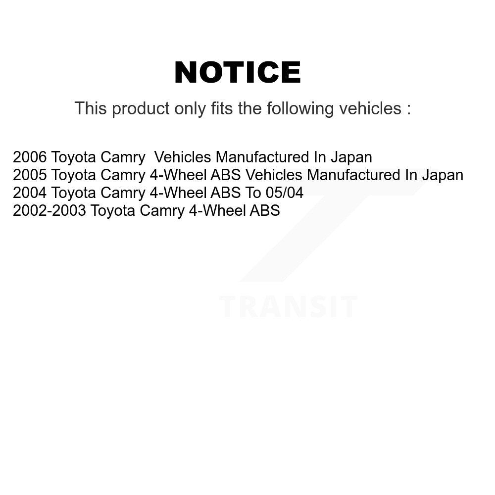 Kit d'assemblage de chaussures de tambour de frein arrière et de roulement de moyeu de roue, pour Toyota Camry