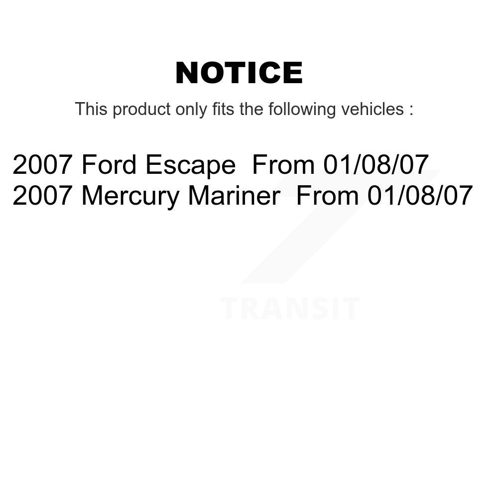Kit de roulements de frein à tambour arrière et matériel pour Ford Escape Mercury Marine 2007