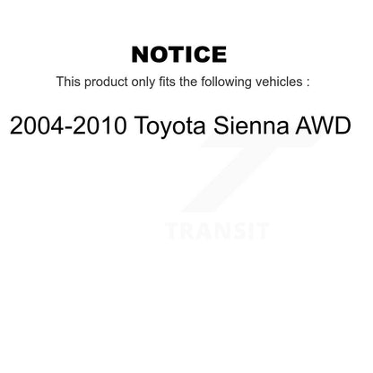 Kit de roulement de moyeu de chaussure et de matériel de frein à tambour arrière pour Toyota Sienna AWD 2004-2010