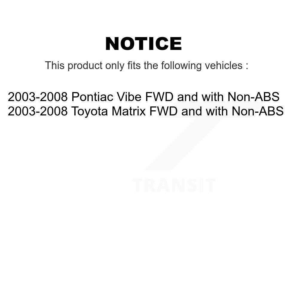 Kit de roulement de moyeu de chaussure et de matériel de frein à tambour arrière pour Toyota Matrix Pontiac Vibe