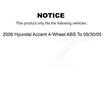 Kit de roulements de moyeu et de quincaillerie de frein à tambour arrière, pour Hyundai Accent, 4 roues ABS
