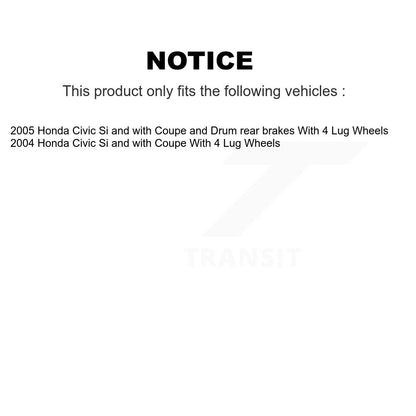 Kit de roulements de moyeu pour cylindres de roue arrière et chaussures de tambour revêtues (7 pièces) pour Honda Civic