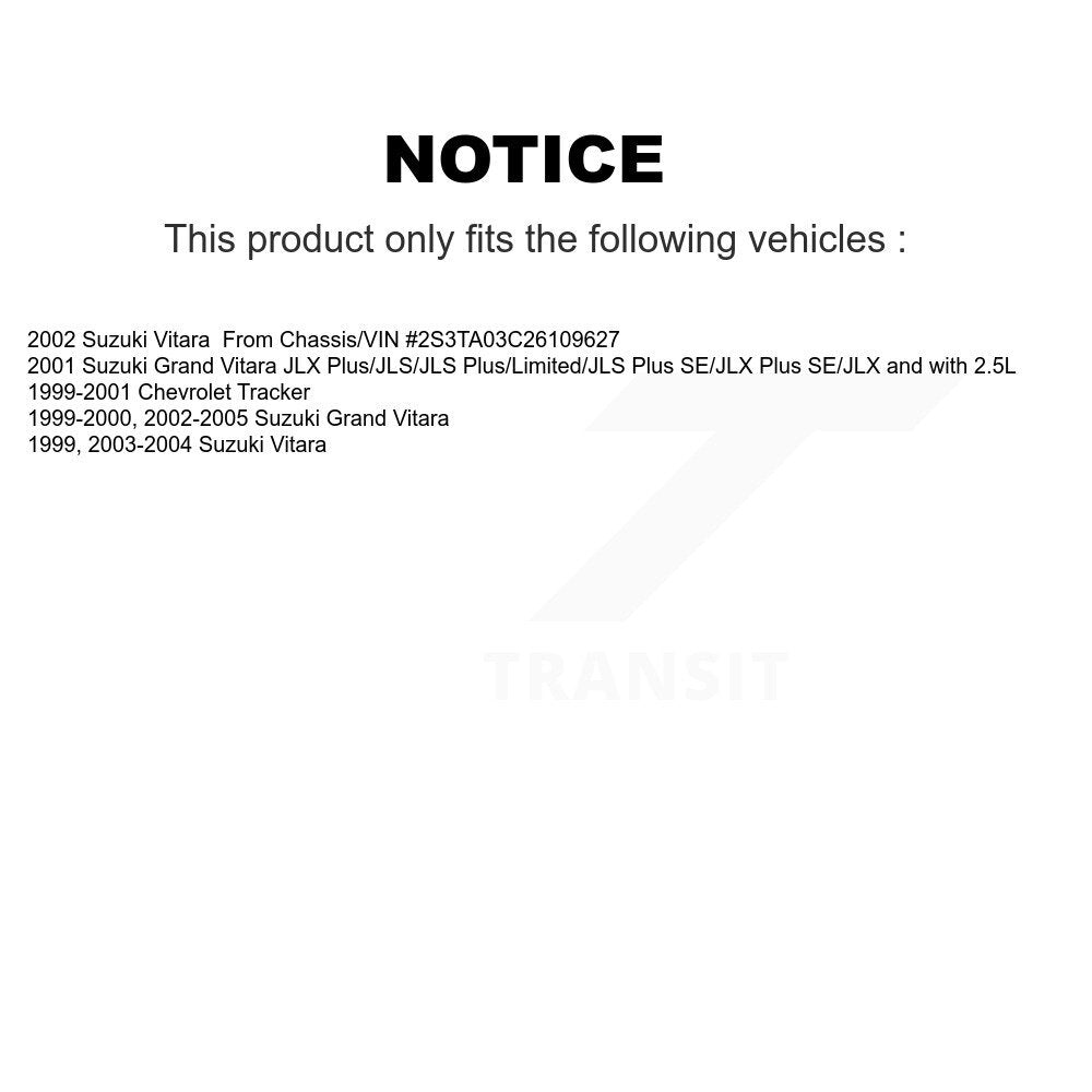 Cylindres de roue arrière et kit de roulement de matériel pour Suzuki Grand Vitara Chevrolet