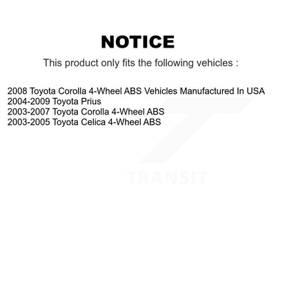 Cylindres de roue arrière et kit de roulement de moyeu pour Toyota Corolla Prius Celica