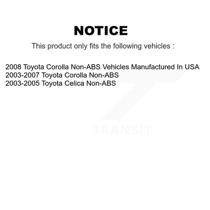 Cylindres de roue arrière et kit de roulement de moyeu pour Toyota Corolla Celica sans ABS