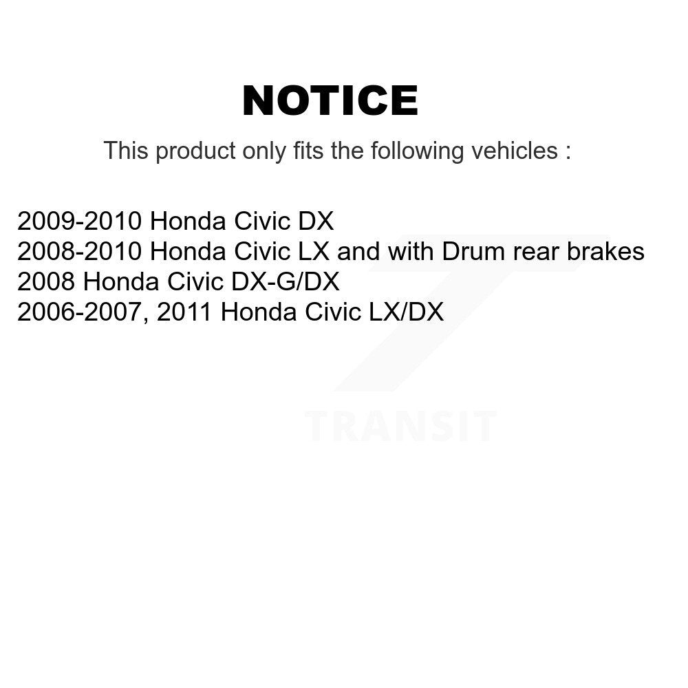 Cylindres de roue arrière et kit de roulement de moyeu de tambour et de chaussures enduits pour Honda Civic