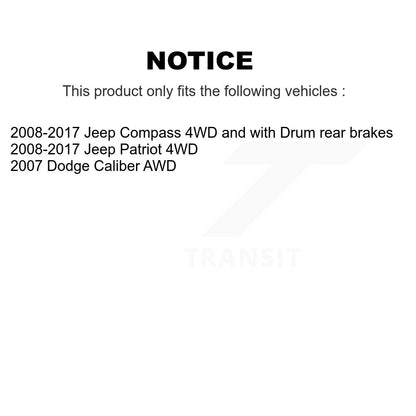 Kit de roulements de moyeu, cylindres de roue arrière, tambour et chaussures (8 pièces) pour Jeep Patriot Compas
