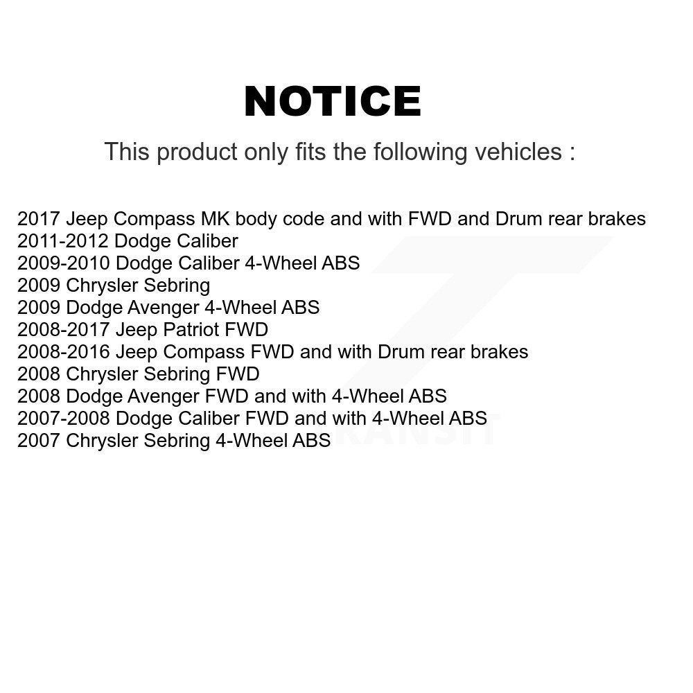 Kit de roulements de moyeu pour cylindres de roue arrière et chaussures de tambour, pour Jeep Patriot Compass Dodge
