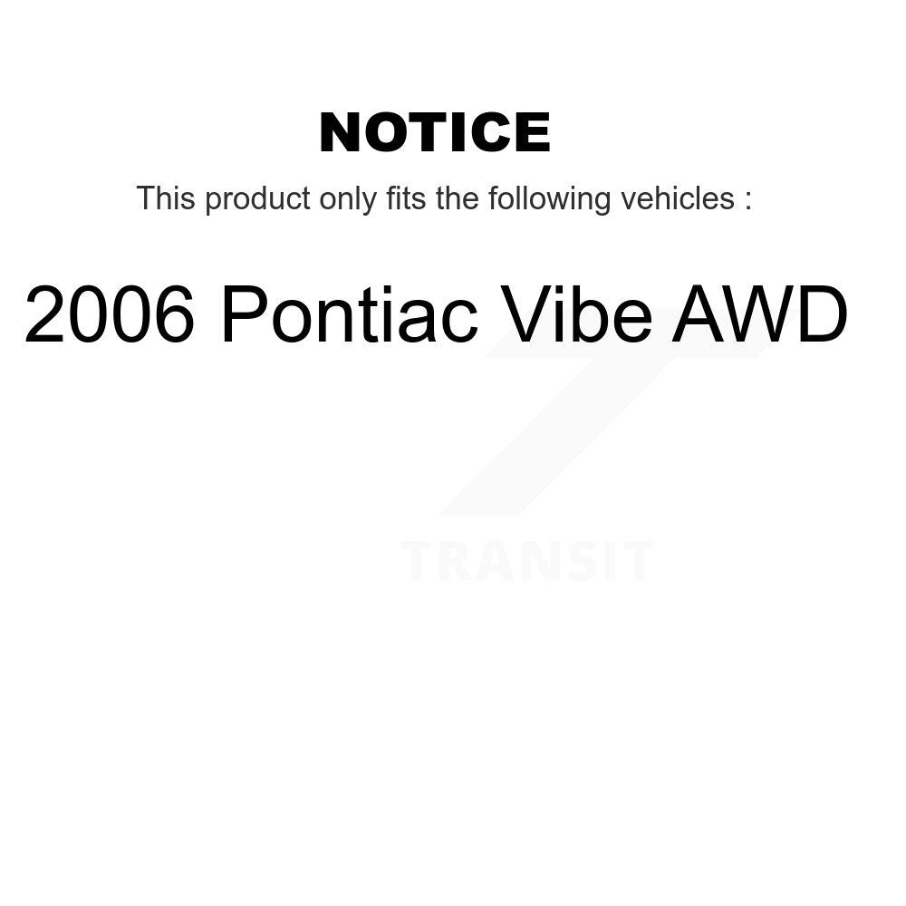 Kit de roulements de moyeu pour cylindres de roue arrière et chaussures de tambour, pour Pontiac Vibe AWD 2006
