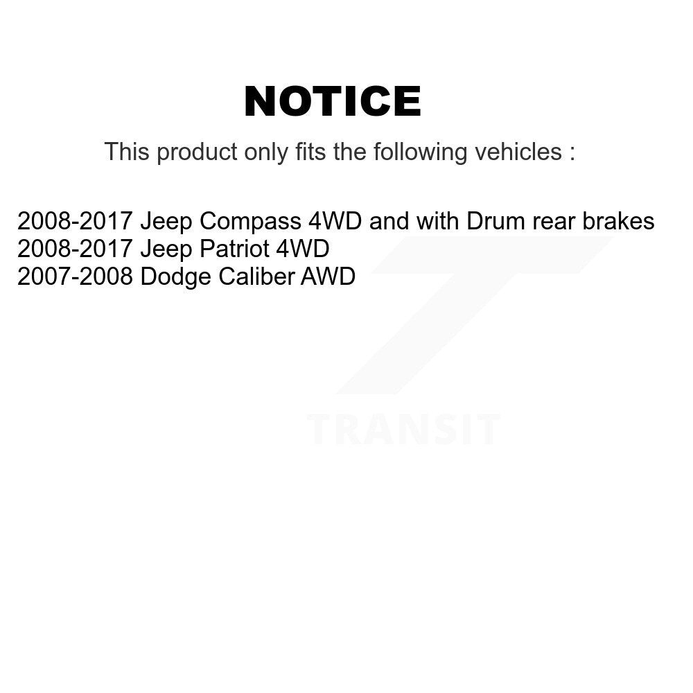 Cylindres de roue arrière et kit de roulement de moyeu de matériel pour Jeep Patriot Compass Dodge