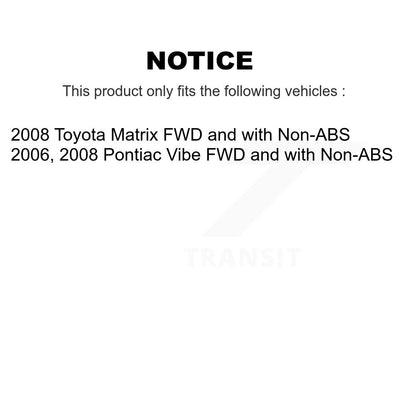 Cylindres de roue arrière et kit de roulement de moyeu de matériel pour Pontiac Vibe Toyota Matri