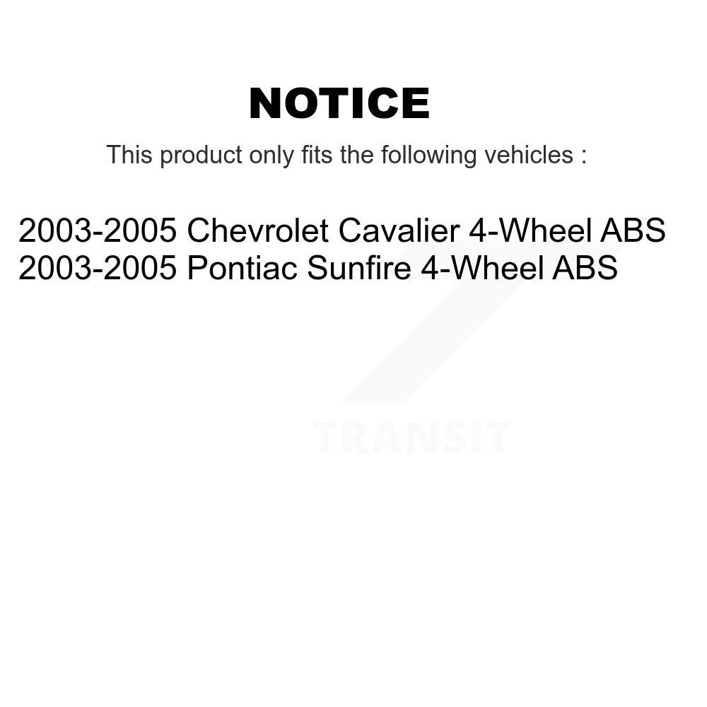 Cylindres de roue arrière et kit de roulement de moyeu de matériel pour Pontiac Sunfire Chevrolet