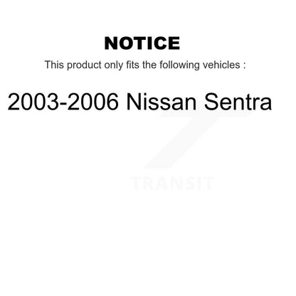 Cylindres de roue arrière et kit de roulement de moyeu de matériel pour Nissan Sentra 2003-2006