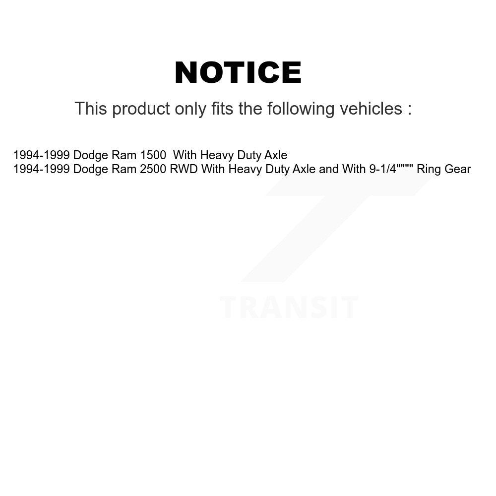 Cylindres de roue arrière et kit de roulement pour Dodge Ram 1994 1999 2500 1500